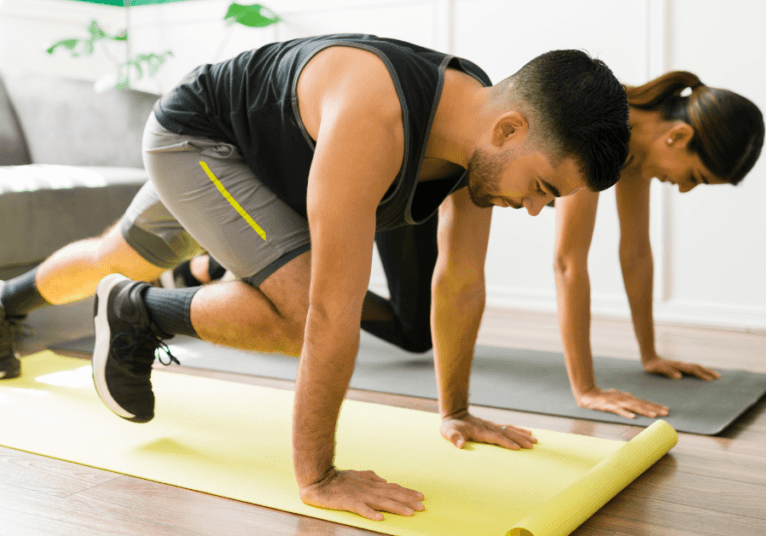 people working out at home